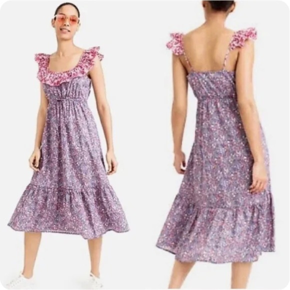 J. Crew Dresses & Skirts - J Crew Ruffle cinched-waist dress Liberty® multi LIBERTY FLORAL MIX size Large